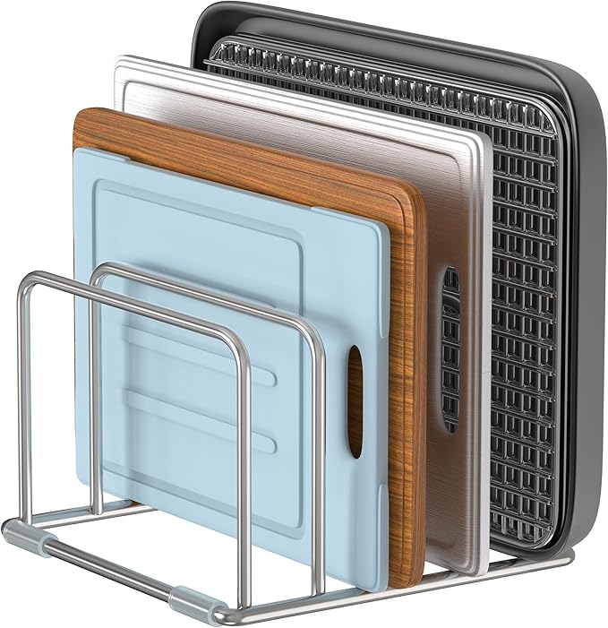 Cutting Board Stand, Cutting Board Rack, Cutting Board Organizer Stainless Steel, Cutting Board Holder for Countertop, Chopping Board Holder (1 Pack)-NeatNest