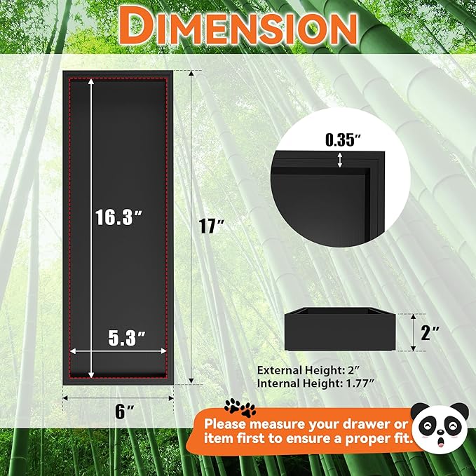 Bamboo Drawer Organizer, Extra Large Silverware Organizer for Kitchen Drawer, Stackable Utensil Organizer, 2 Pcs Toilet Tank Topper Tray, Wooden Toilet Paper Basket (Black, 17 X 6 X 2 Inch)-NeatNest