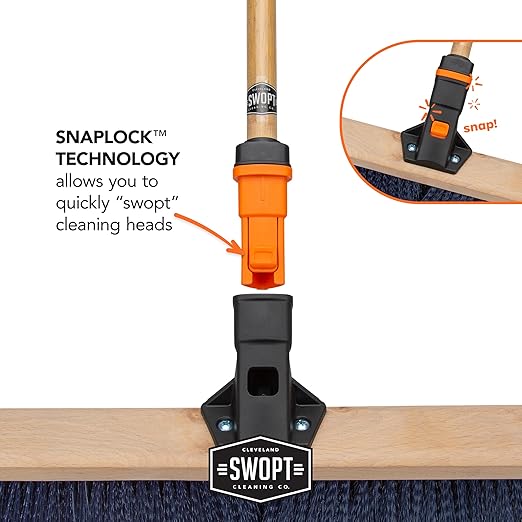 SWOPT 24” Premium Multi-Surface Push Broom Head — Indoor and Outdoor Push Broom — Cleaning Head Interchangeable with All SWOPT Cleaning Products for More Efficient Cleaning and Storage