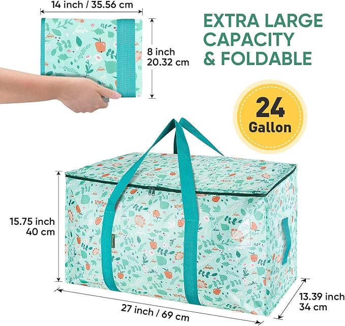 BALEINE 2-Pack Oversized Moving Bags with Reinforced Handles, Heavy-Duty Storage Tote for Clothes, Moving Supplies (Spring Stroll, 2-Pack)-NeatNest