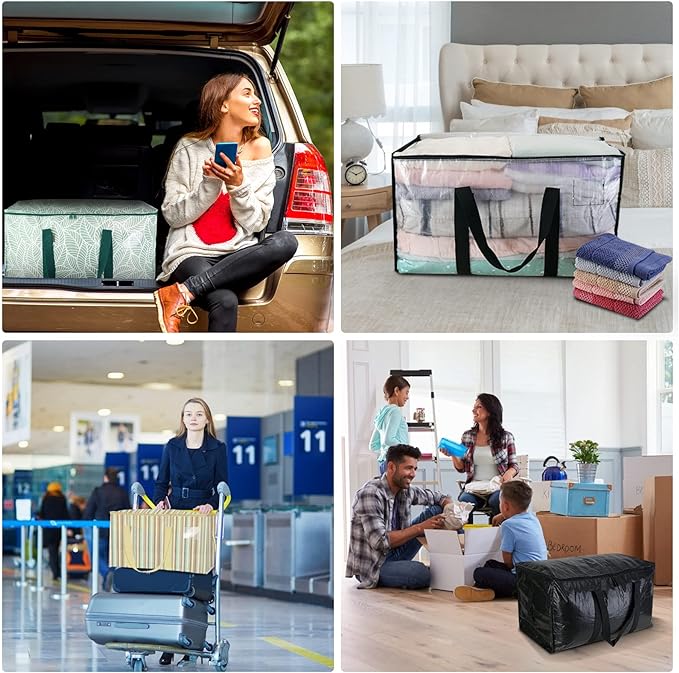 BALEINE 2-Pack Oversized Moving Bags with Reinforced Handles, Heavy-Duty Storage Tote for Clothes, Moving Supplies (Antique Folidage, 2-Pack)-NeatNest