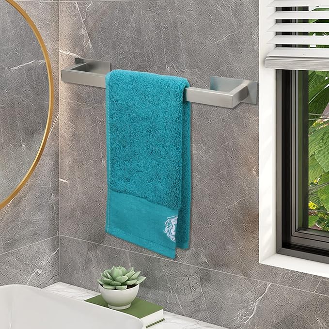 Bathroom Towel Bar Self Adhesive, No Drilling Towel Rack Easy to Install, Hand Towel Holder Made of Premium Stainless Steel Sticky on Hand Towel Hanger for Kitchen, Toilet.(16IN, Brushed)-NeatNest