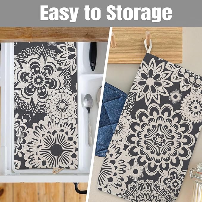 Dish Drying Mat for Kitchen Counter Large 16" x 18" Mandala Absorbent Microfiber Dishes Drainer Rack Mats Pad Reusable Washable