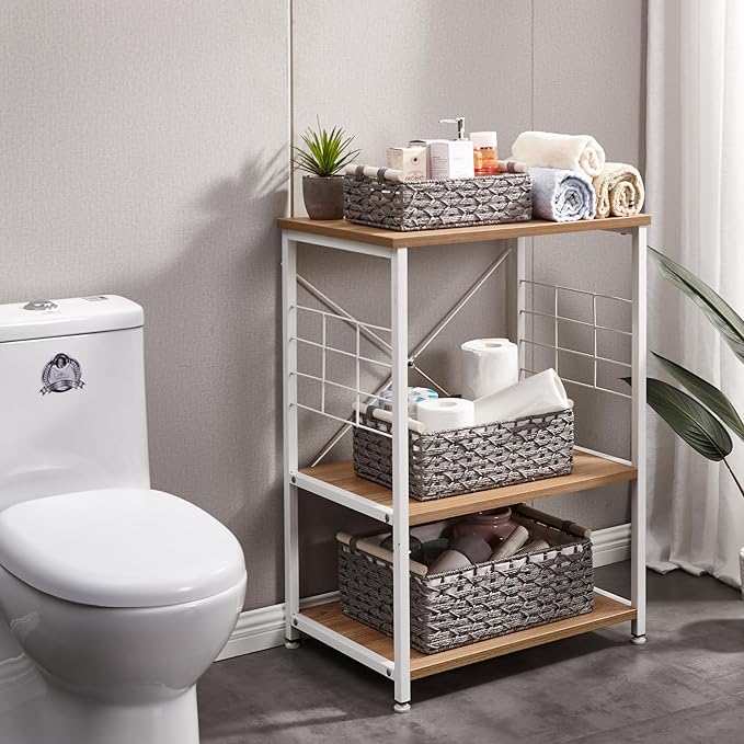 DECOMOMO Toilet Tank Basket, Wicker Storage Bins for Countertop, Toilet Top Organizer, Back of Toilet Basket, Pantry, (Grey, Set of 3)-NeatNest