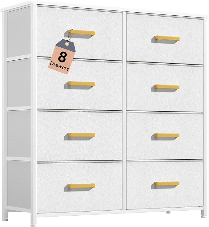 DWVO Fabric Dresser for Room, Tall Storage 8 Drawers, Black Dresser & Chest of Drawers, Storage Drawer Organizer for Closet, Living Room-NeatNest