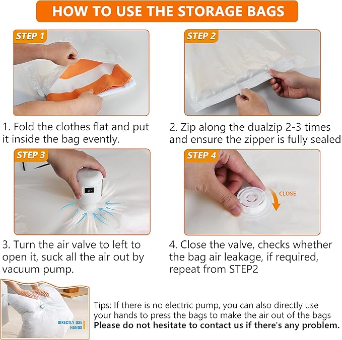 Space Saver Vacuum Storage Bags Upgraded 6 Pack(2 Jumbo 2 Large 2 Medium) Vaccine Sealed Storage Bags Vacuum Seal Compression Bag for Packing Blankets Comforters-NeatNest