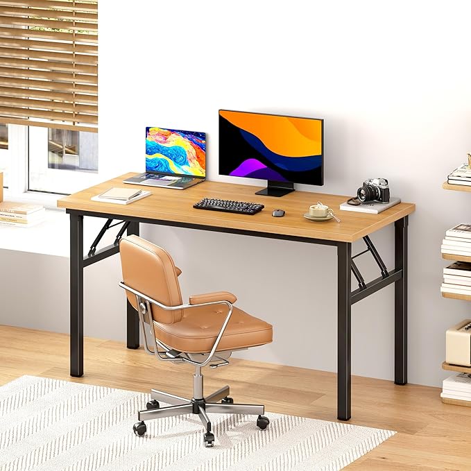 DlandHome 47 inches Folding Table Computer Desk Portable ActivityTable Conference Table Home Office Desk, Fully Assembled Teak DND-ND5-120TB1-NeatNest