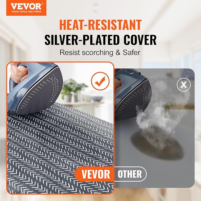 VEVOR Tabletop Ironing Board 23.4 x 14.4, Small Iron Board with Heat Resistant Cover and 100% Cotton Cover, Mini Ironing Board with 7mm Thickened Needle Cotton Layer for Small Spaces, Travel Use