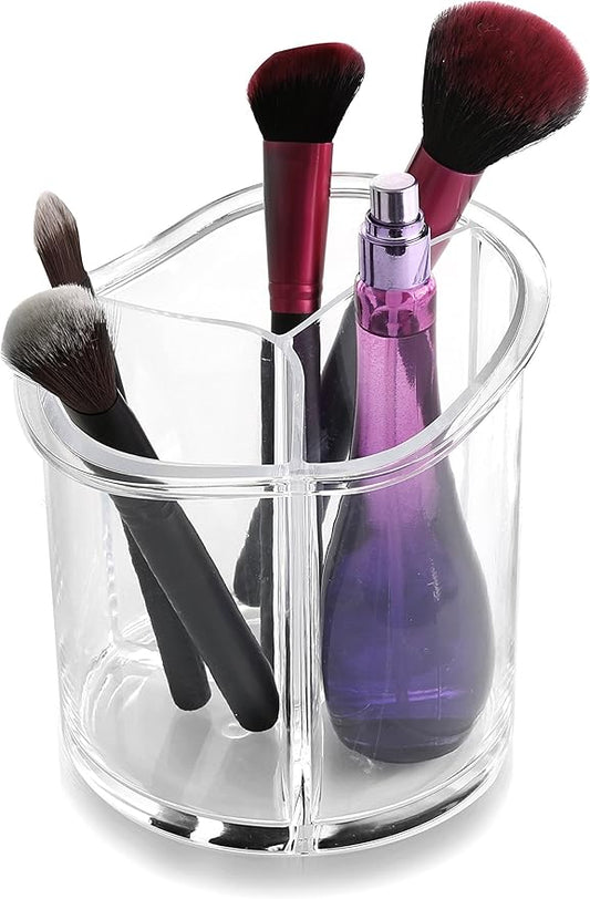 BINO The Triad' 3 Compartment Acrylic Makeup and Jewelry Organizer, Clear and Transparent Cosmetic Beauty Vanity Holder Storage, Clear-NeatNest