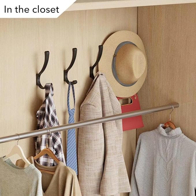 10 Pack Hanging Coat Hooks Wall Mount, Coat Hanger Wall Hangers, Metal Hooks for Hanging Heavy Duty, Screw in Hooks for Hanging Towels, Clothes, Backpack, Hat, Bag, Jacket, Key, Robe, Backpack Grey