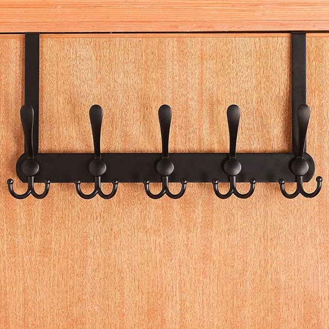 Encozy Over The Door Hooks,Coat Rack for Hanging Clothes Hat Towel (Heavy Duty Black 1pcs) …
