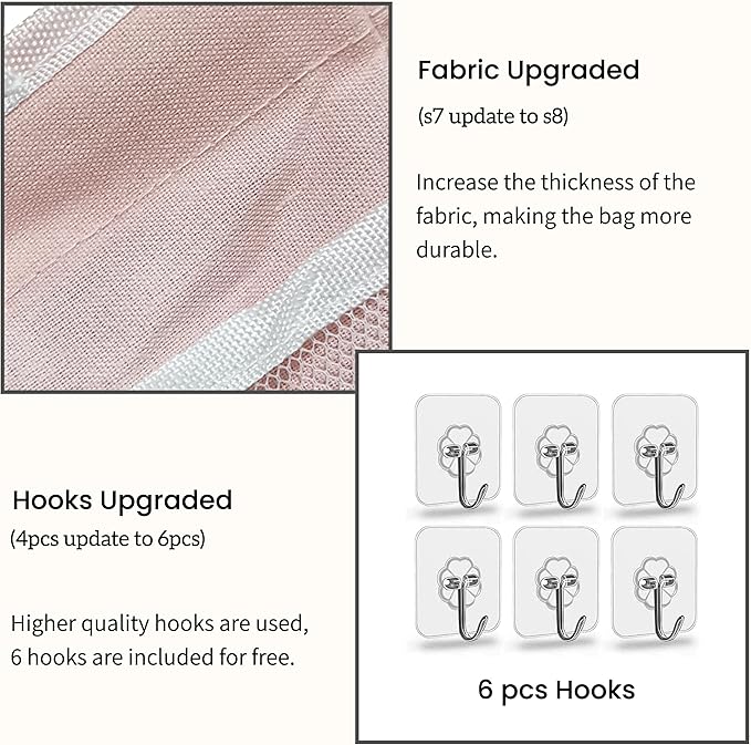 2pcs Light-Style Wall Hanging Storage Bag, Linen Fabric Door Hanging Organizer Baskets with Pockets, Waterproof Bin for Bedroom, Kitchen, Office, RV Camper (Pink-2pcs)-NeatNest