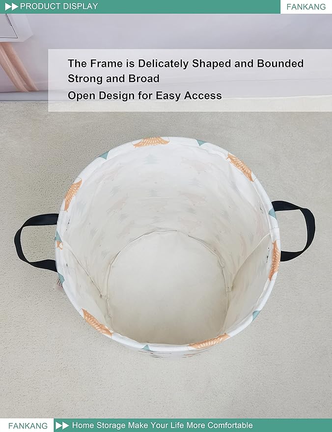 FANKANG Storage Basket, Nursery Hamper Canvas Laundry Basket Foldable with Waterproof PE Coating Large Storage Baskets for Kids Boys and Girls, Office, Bedroom, Clothes,Toys(Fox )