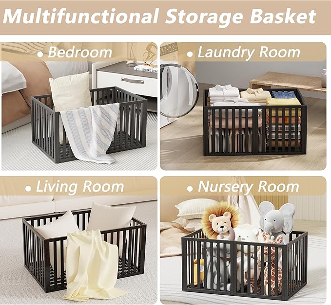 Bamboo Under Bed Storage Containers- Underbed Organizer with Wheels with Large Capacity Dust Bag,Sturdy Wood Rolling Under Bed Shoe Storage Organizer 2 Packs (Black, 2 Packs Tall (25"×16"x12"))-NeatNest