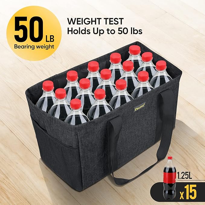 BALEINE Soft 9 Gallon Extra Large Utility Tote, Foldable Reusable Storage Bag (Charcoal Black)-NeatNest