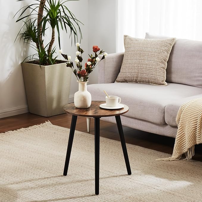 Apicizon Round Side Table, Modern Nightstand End Table, Nursery Side Table for Small Spaces, Bedroom, Living Room,16.5 x 20 Inches, Rustic Brown-NeatNest