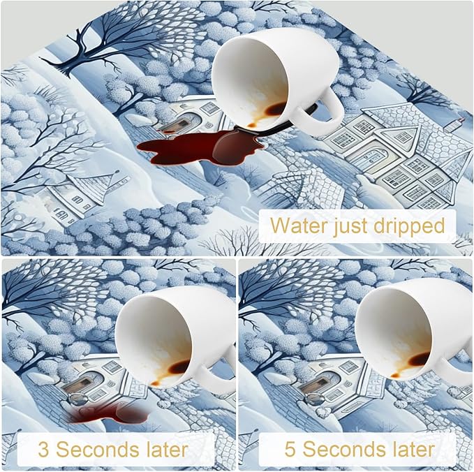 Hello Winter Dish Drying Mats Super Absorbent Dish Drainer Rack Pad Non-Slip Drying Mat for Kitchen Counter, 24"x16"