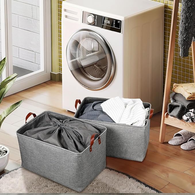 DULLEMELO Extra Large Grey Basket for Organizing, Collapsible Fabric Storage Basket with Handles, 70L Oversized Storage Bin, Large Closet Toys Blanket Organizer for Living Room, Laundry, Nursery-NeatNest