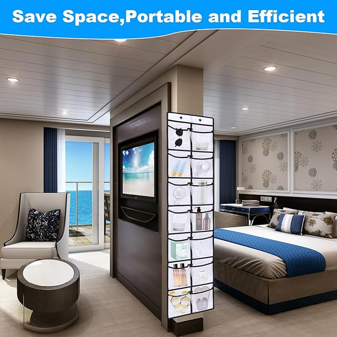 Over The Door Organizer For Cruise Ships|Magnetic Door Organizers with 14-Pocket for Cruise Ship|61"x11"|Cruise Over the Door Organizer,Magnetic Shoe Rack for Cruise,Behind-Door Storage-NeatNest