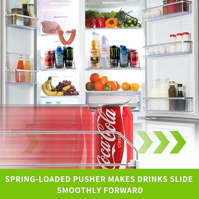 Drink Organizer for Fridge, Soda Can Dispenser for Refrigerator, Automatic Drink Dispenser for Fridge Holds up to 15 Cans, 3 Row