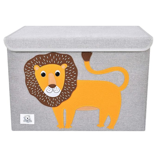 CLCROBD Foldable Large Kids Toy Chest with Flip-Top Lid, Collapsible Fabric Animal Toy Storage Organizer/Bin/Box/Basket/Trunk for Toddler, Children and Baby Nursery (Lion)-NeatNest