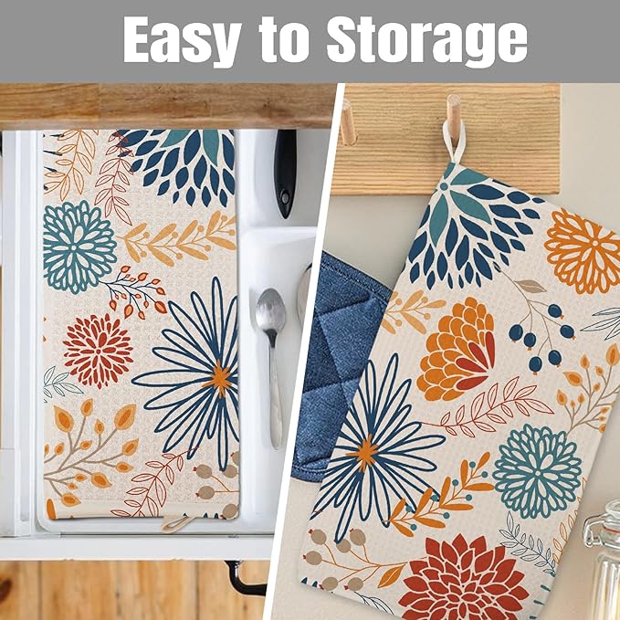 Dish Drying Mat for Kitchen Counter Large 18" x 24" Modern Flower Absorbent Microfiber Dishes Drainer Rack Mats Pad Reusable Washable