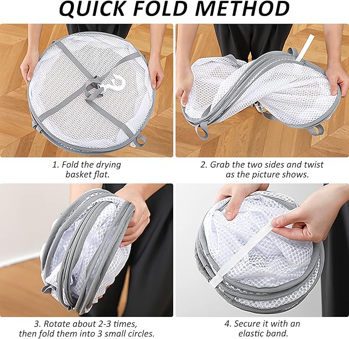 AUTODECO 2 Pack 2-Tier & 3-Tier Folding Mesh Clothes Hanging Dryer, Sweater Drying Rack, Large Laundry Drying Rack, Lay fold Flat Dry Hanger, Mesh Clothes Hanging Dryer - M(2Tier)+XL(3Tier)