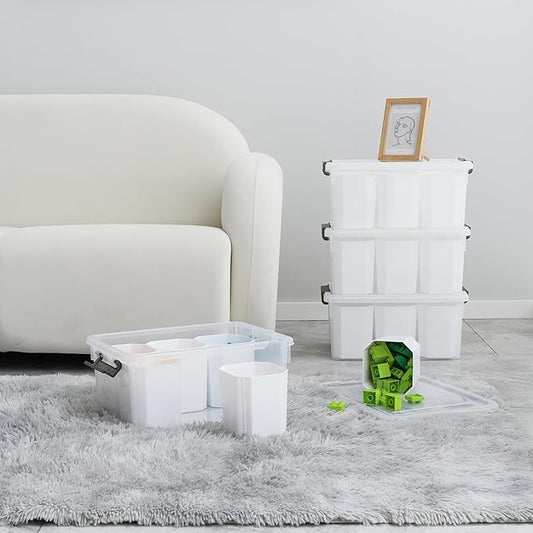 Citylife 17 QT Plastic Storage Bins Clear Storage Box with Lids Multipurpose Stackable Storage Containers for Organizing Tool, Craft, Crayon, 4 Packs-NeatNest