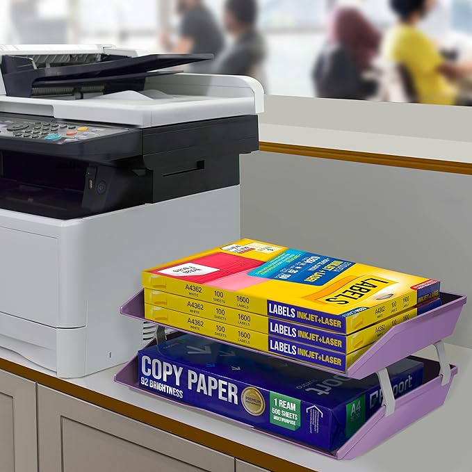 Acrimet Facility 2 Tier Letter Tray, Side Load, Letter Size/A4, Desktop File Organizer, Plastic (Solid Purple Color)-NeatNest