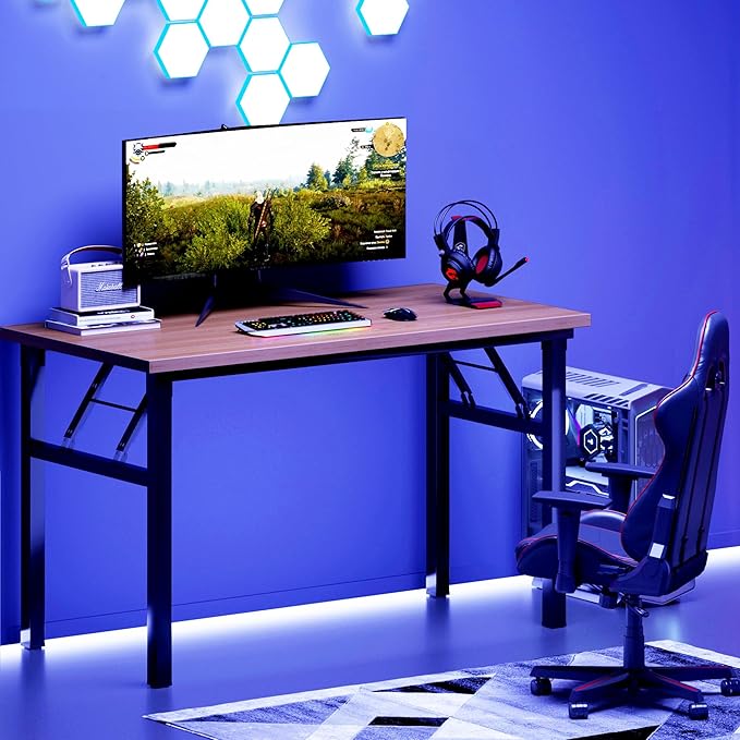 DlandHome 47 inches Folding Table Computer Desk Portable ActivityTable Conference Table Home Office Desk, Fully Assembled Teak DND-ND5-120TB1-NeatNest