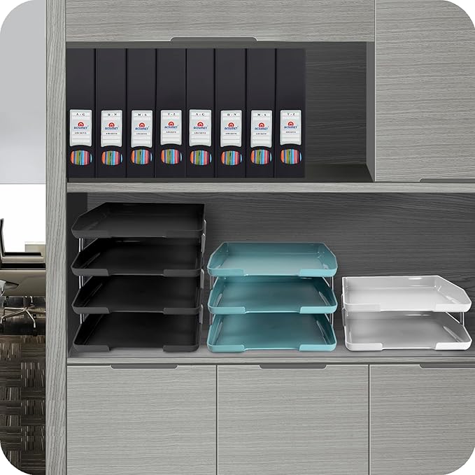 Acrimet Traditional 2 Tier Letter Tray, Front Load Design, A4 Letter Size, Desktop Organizer (Plastic) (Clear Blue Color)-NeatNest