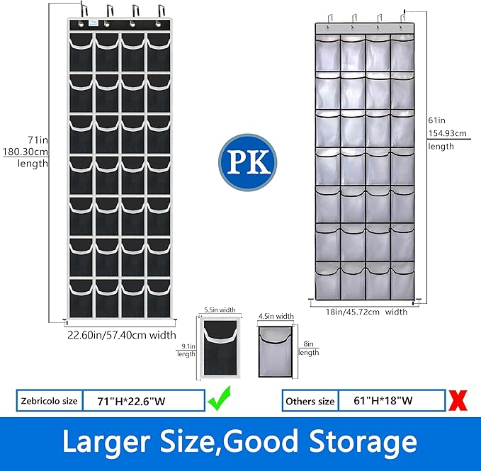 door shoe organizer,28 Large Breathable Mesh Pockets,shoe organizer, Hanger Holds Up to 50 lbs for Shoes,New upgrade anti-scratch heavy-duty hooks,shoe storage,Black/White-NeatNest
