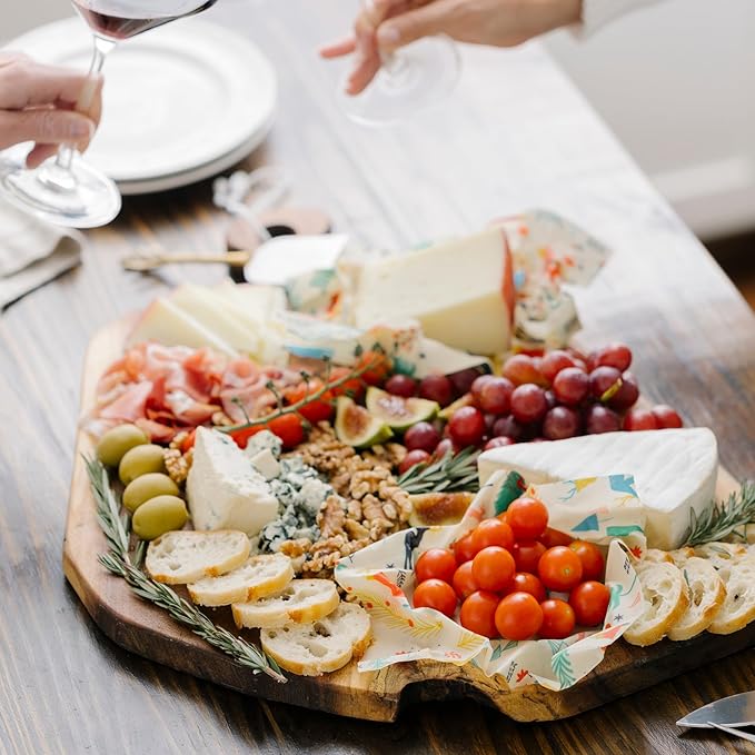 Bee's Wrap Beeswax Wraps for Food - Winter Wonderland 3 Pack (S, M, L) Made in USA Reusable & Organic Food Wraps, Sandwich Wrap & Bowl Covers - Eco-Friendly Alternative to Aluminum Foil & Plastic Wrap-NeatNest