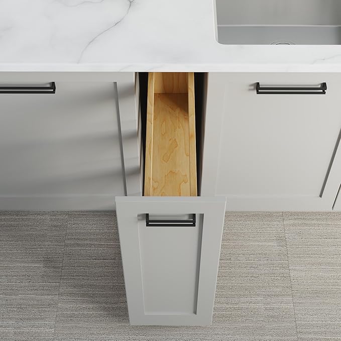 Dowell 5" Base Pull-out Spice Organizer with Adjustable Shelves for Base Kitchen Cabinet, Bottom Mounted Soft Close Slides - 4004 0524 | Soft-Close Wooden Slide Out Spice
