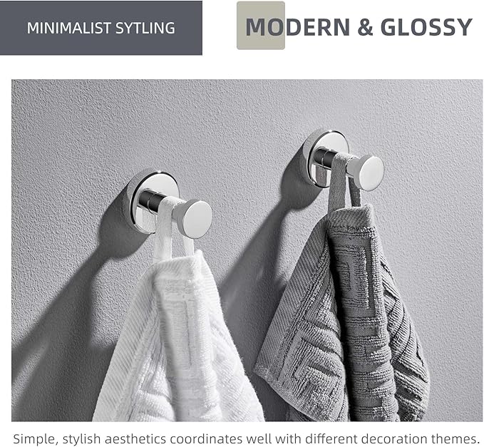 Angle Simple Bathroom Towel Hooks, SUS 304 Stainless Steel Coat Wall Hooks, Polished Chrome, 2 Pack