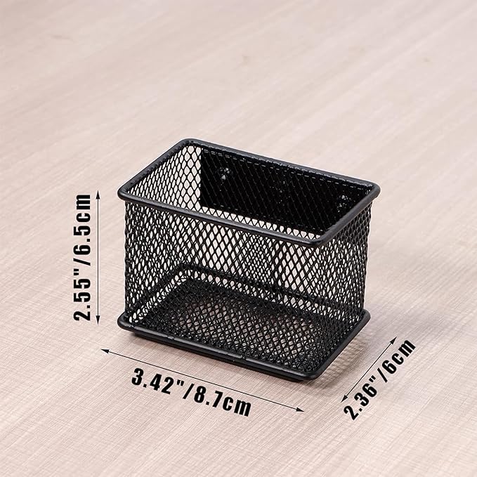 Black Basket Set of 4, Magnetic Pen Holder for Refrigerator, Heavy Duty Baskets, Holder for Locker Whiteboard Office, 3.42'' 2.36'' 2.55''-NeatNest