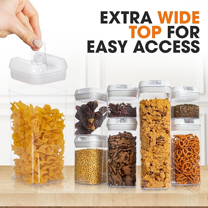 Cheer Collection Airtight Food Storage Containers, Kitchen Storage Containers for Pantry, Set of 7 Food Containers with Lids Airtight, Pantry Storage Containers & Organizers with Lids, White