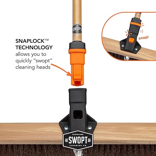 SWOPT 18" Premium Rough Surface Push Broom Head - Outdoor Broom for Driveways, Sidewalks, Patios - Interchangeable With All SWOPT Products for Efficient Cleaning & Storage