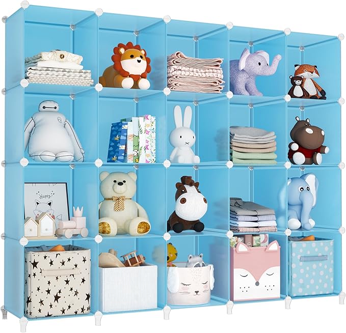 HOMIDEC 20-Cube Storage Organizer, Closet Organizer Storage Shelf Bookcase Bookshelf with Metal Hammer, Storage Cubes Organizer Cabinet for Kids, Closet, Bedroom, Bathroom-NeatNest