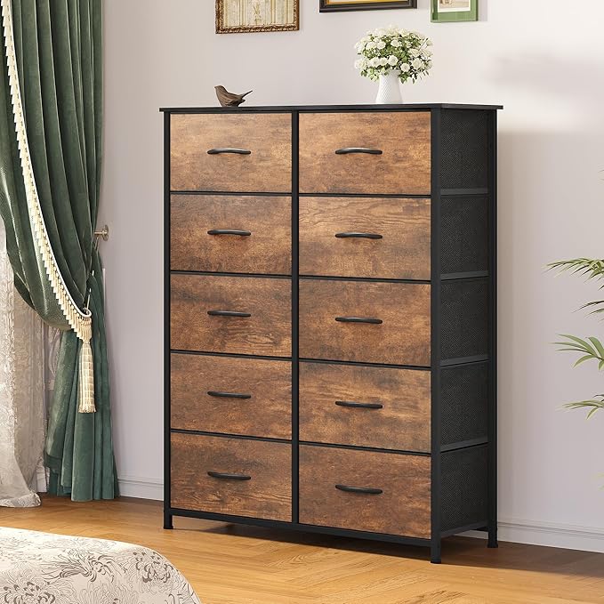 DWVO 10 Drawer Dresser - Fabric Storage Tower, Organizer Unit for Bedroom, Living Room, Hallway, Closets-NeatNest