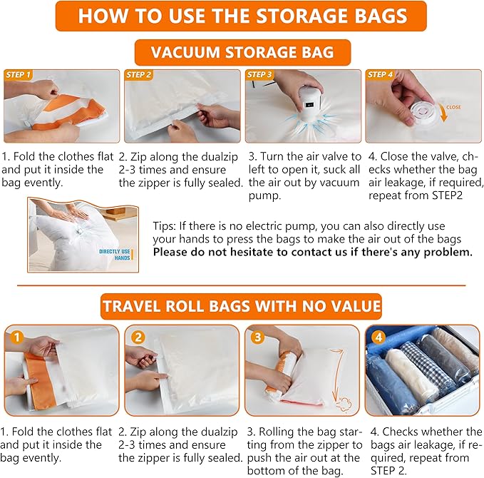 Space Saver Vacuum Storage Bags Upgraded 20 Pack(4 Jumbo 4 Large 4 Medium 4 Small 4 Roll Up) Vaccine Sealed Storage Bags, Vacuum Seal Compression Suction Bag for Packing Blankets Comforters-NeatNest
