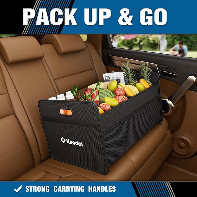 K KNODEL Car Trunk Organizer, Foldable Organizer for Car, Automotive Consoles & Organizers, Storage with Reinforced Handles (Medium, Black)-NeatNest