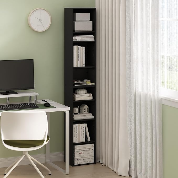 Furinno Pasir 8-Tier Open Shelf Bookcase, Blackwood-NeatNest