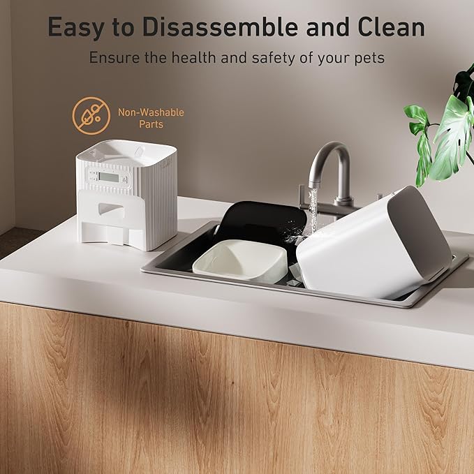 Automatic Cat Feeders, 7L/29 Cups Automatic Dog Feeder with Desiccant Bag, 1-6 Meals Ideal for 2-15mm Dry Food, Suitble for Multiple Pets, Dual Power Supply, Detachable Washable-NeatNest