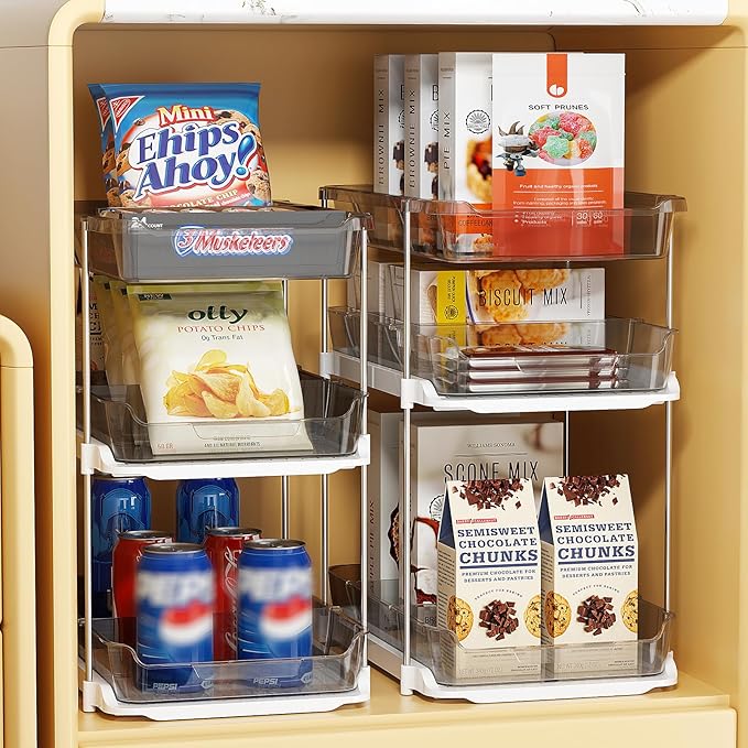 Delamu 2 Sets of 3-Tier Bathroom Under Sink Organizers and Storage, Multi-Purpose Stackable Pantry Organization and Storage, Grey-NeatNest