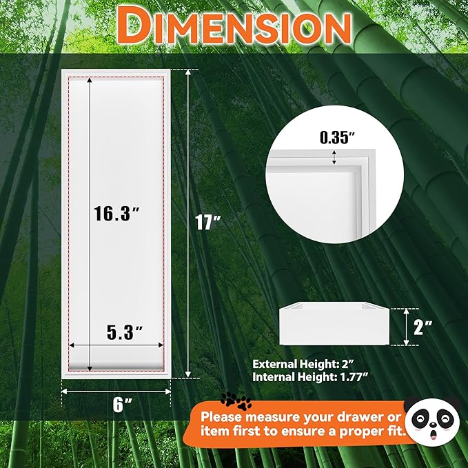 Bamboo Drawer Organizer, Extra Large Silverware Organizer for Kitchen Drawer, Stackable Utensil Organizer, 2 Pcs Toilet Tank Topper Tray, Wooden Toilet Paper Basket (White, 17 X 6 X 2 Inch)-NeatNest