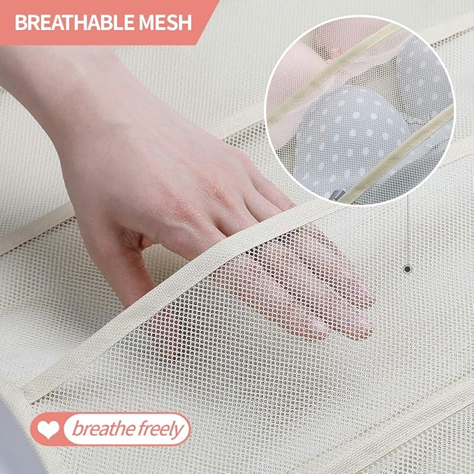 Enlarged Closet Hanging Bra Organizer with Rotating Metal Hanger, Dual Sided Wall Shelf Wardrobe Mesh Pockets Hanging Storage Bag for Bra Socks Underwear Underpants-NeatNest