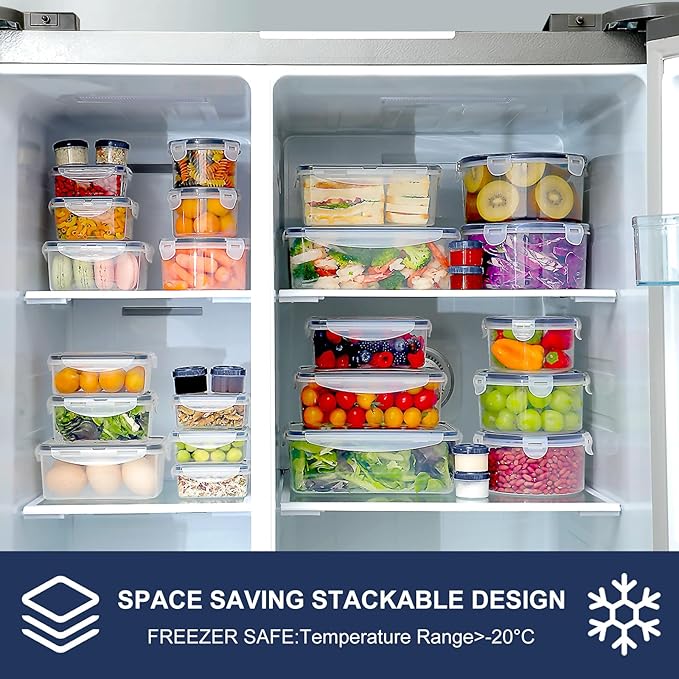 46 PCS Food Storage Containers with Lids(23 Containers & 23 Lids), Reusable Plastic Food Containers with Lid for Kitchen Storage and Organization, BPA-Free & Leak Proof with Labels & Pen-NeatNest