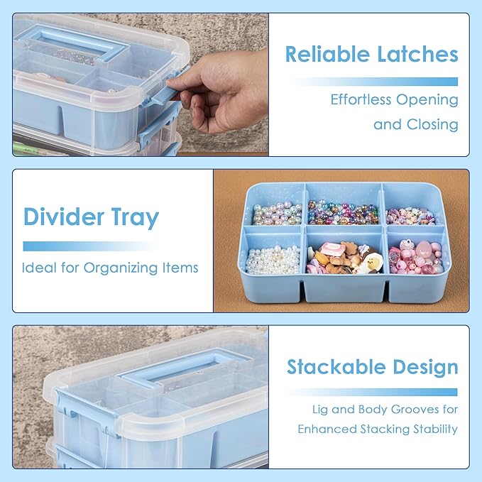 Art Supply Storage Organizer with 2 Removable Trays, 4-Layer 11QT Durable Craft Organizers and Storage for Sewing, Tool, Office Supplies, Art, Craft Supplies