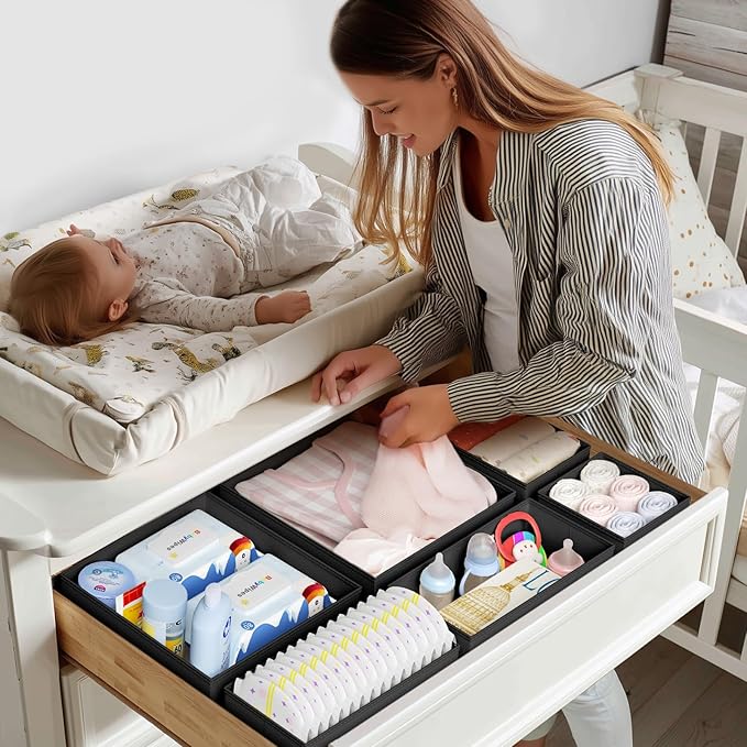DIMJ Drawer Organizer Clothes Storage - 20 Pack Baby Dresser Organizer for Nursery, Foldable Closet Drawer Organizer Bins for Bedroom Organization, Fabric Storage Dividers for Socks, Underwears, Bras-NeatNest